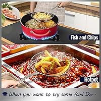 Vista 5 de Hiware Colador de Araña de Acero Inoxidable Escumador Cucharón, Utensilios de Cocina Colador de Alambre Cuchara para Pasta, 17.8 cm