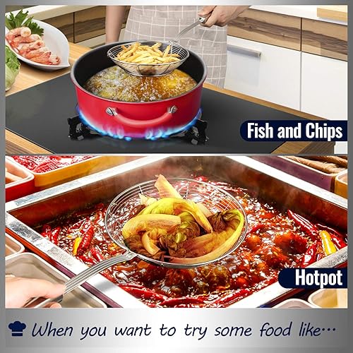 Miniatura 5 de Hiware Cucharón de acero inoxidable sólido para araña, cuchara para pasta, 7 pulgadas