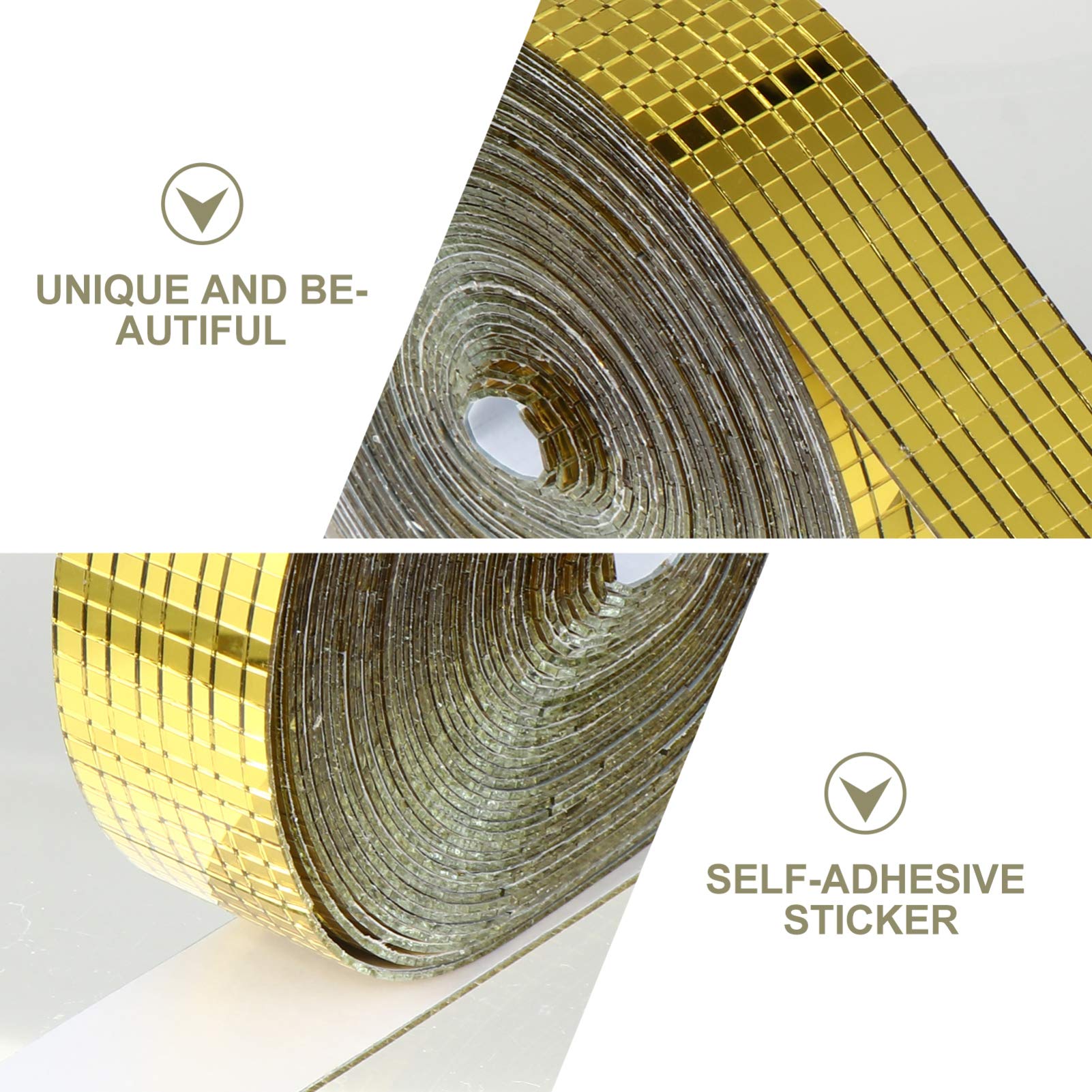 Mosaico Autoadesivo in Vetro Fibra Oro, Rotolo 10m 5x5 Mm