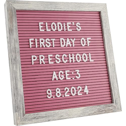 C CRYSTAL LEMON Rustic Hot Pink Felt Letter Board 10x10 Inches – 336 Changeable Letters, Numbers & Symbols – Message Board for Classroom, Home & Office