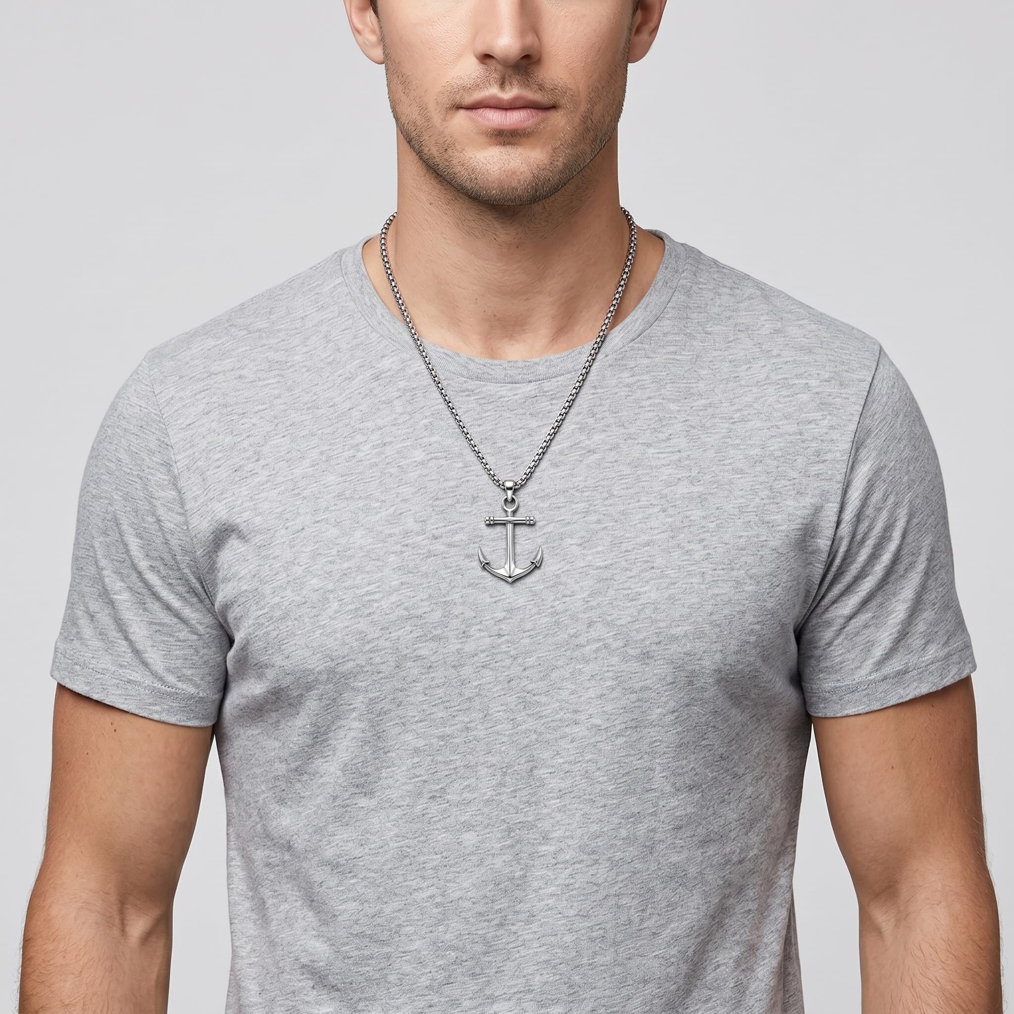 Collana in argento Sterling 925 con ciondolo a forma di marinaio con ancora, gioiello per uomo e donna