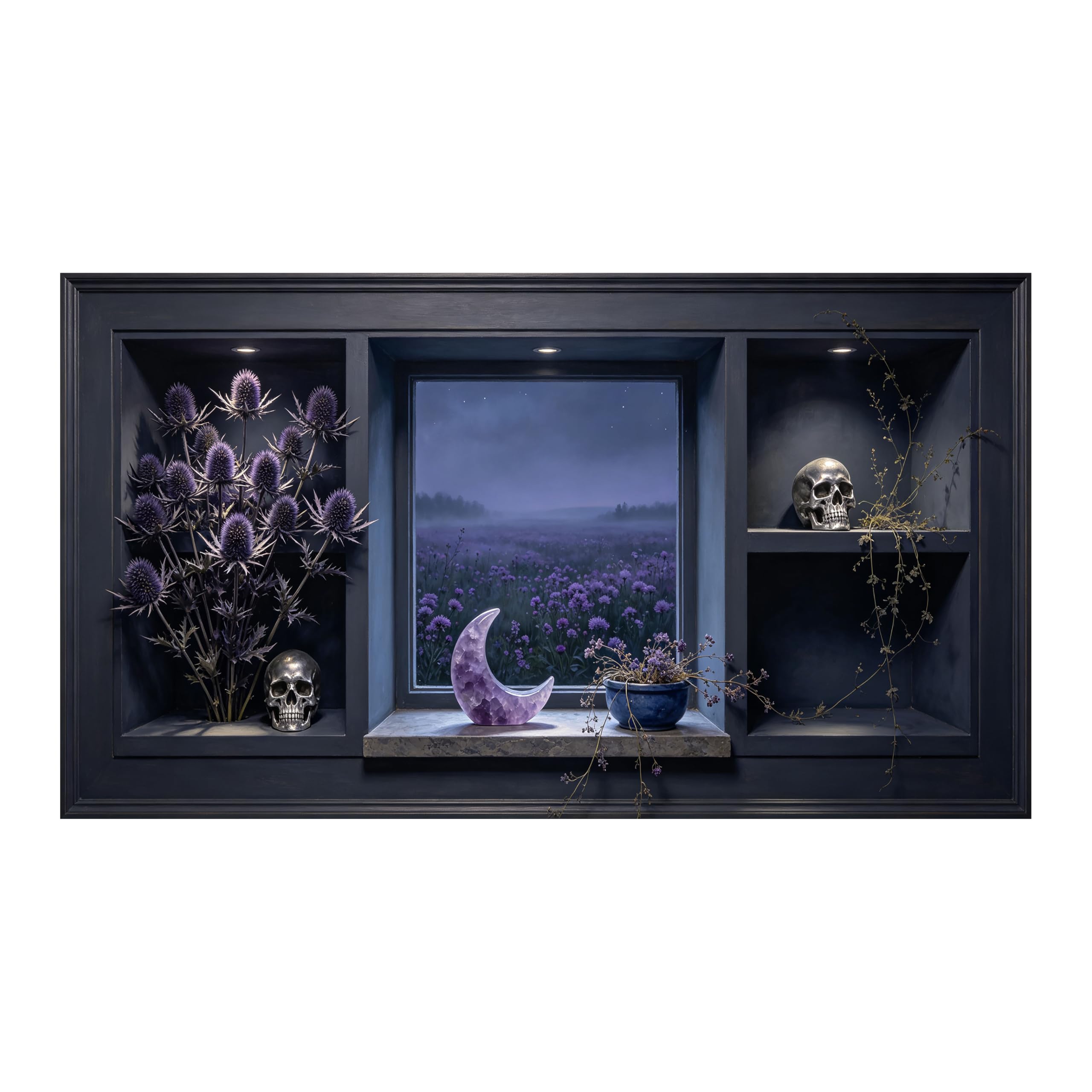 Yzpallescene 3D Framed Wall Art Gothic Floral Skull Dark Academia Surrealism Large Size SelfAdhesive Removable Wall Decor Prints Artwork for Living Room Bedroom Office