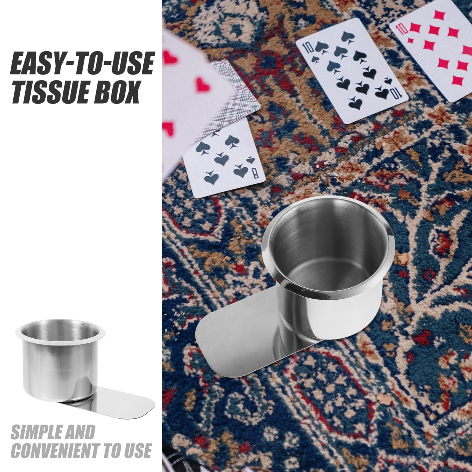 HOLIDYOYO Stainless Steel Cup Holder Gaming Table Cup Stand Metal Drink Holder 2.75in Insert