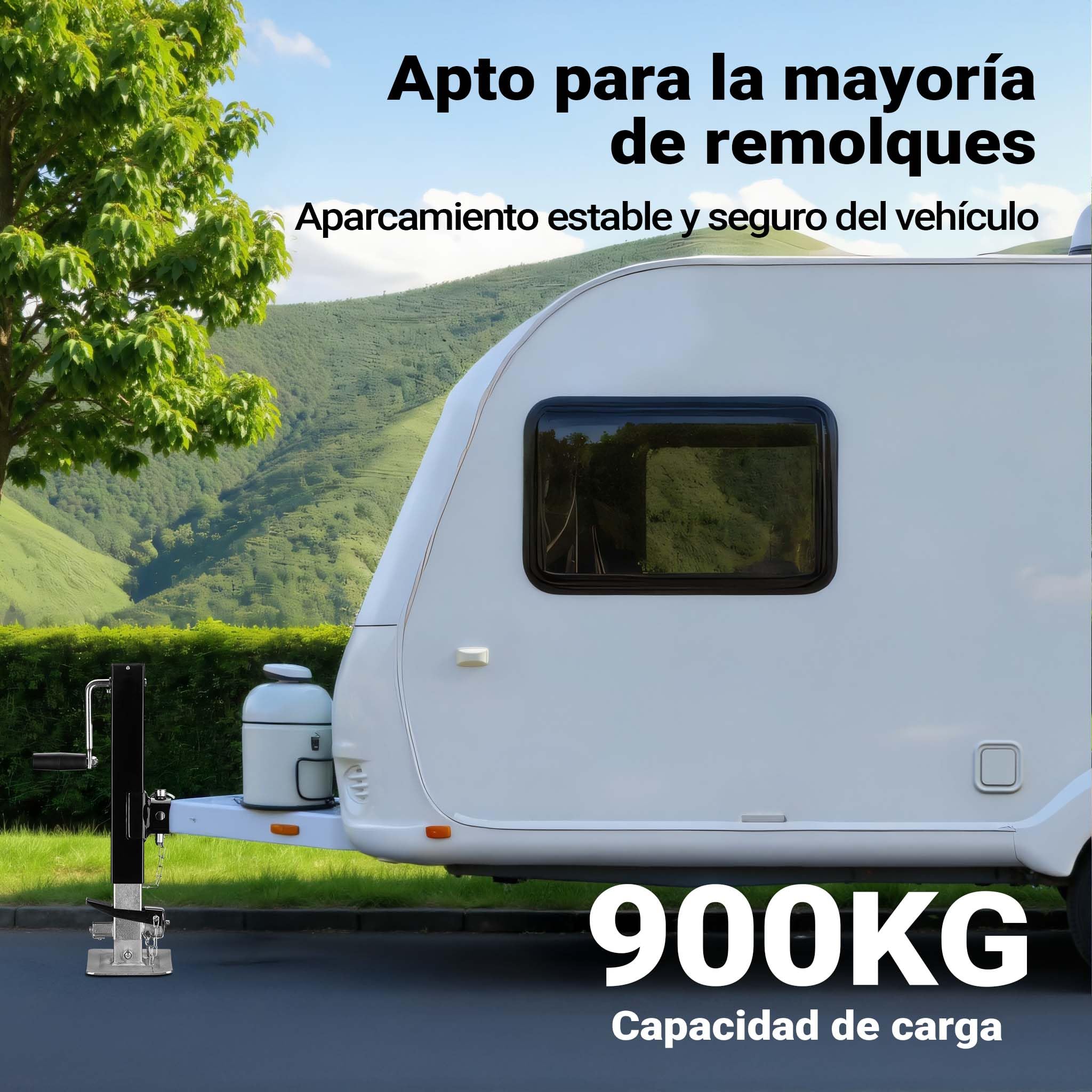 Wiltec Pata de apoyo para remolques y caravanas capacidad 900 kg con manivela lateral altura ajustable y soporte de tubo