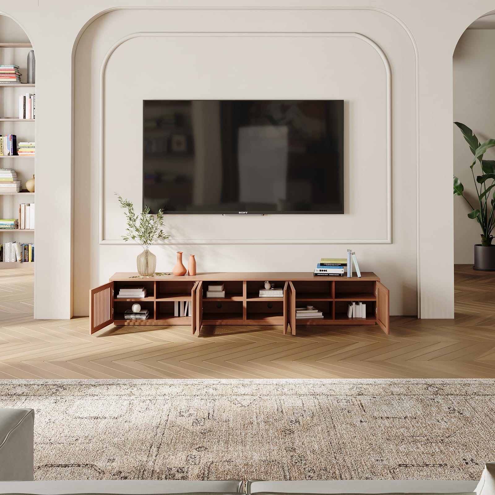 Amazon｜POVISON ミッドセンチュリーモダンテレビスタンド 無垢