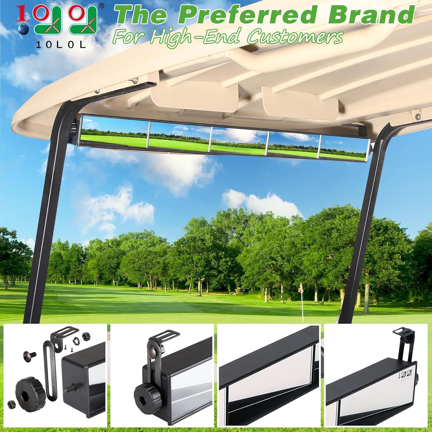 10L0L Rétroviseur universel à 5 panneaux pour voiturette de golf EZGO, Club Car, rétroviseur grand angle, compatible avec voiture SUV Van Truck