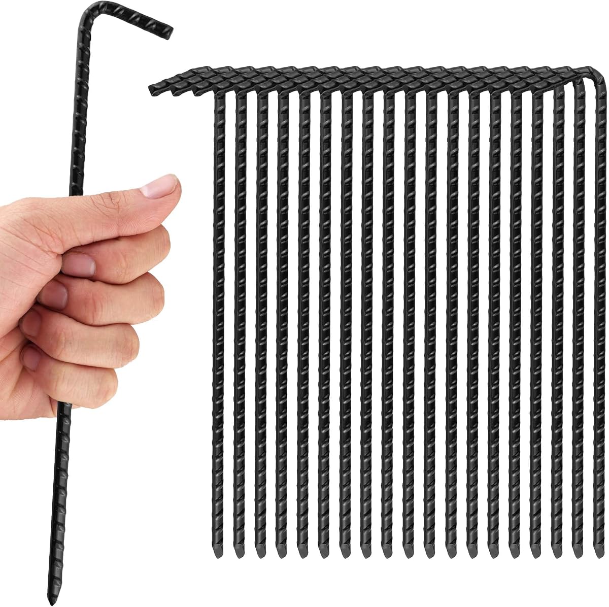 Estacas para tienda de campaña con barras de refuerzo resistentes de 10 pulgadas, paquete de 10 picos para tienda de campaña para decoraciones al aire libre, jardinería y marquesinas