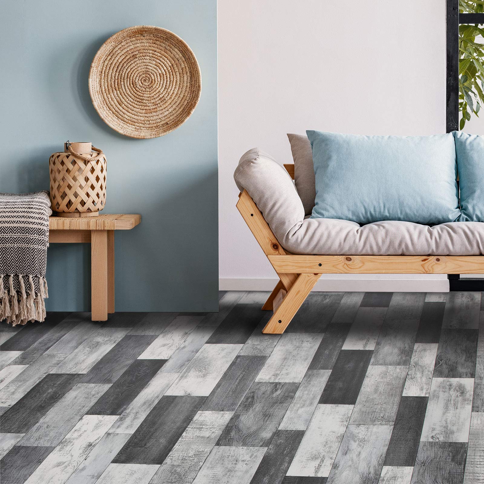 Floordirekt PVC Bodenbelag Meterware nach Maß Vinylboden, CV Linoleum für Küche & Balkon in Holzoptik, Fliesenoptik, Steinoptik - robust & pflegeleicht 200 x 500 cm | Plaza | Cuban Oak 909m