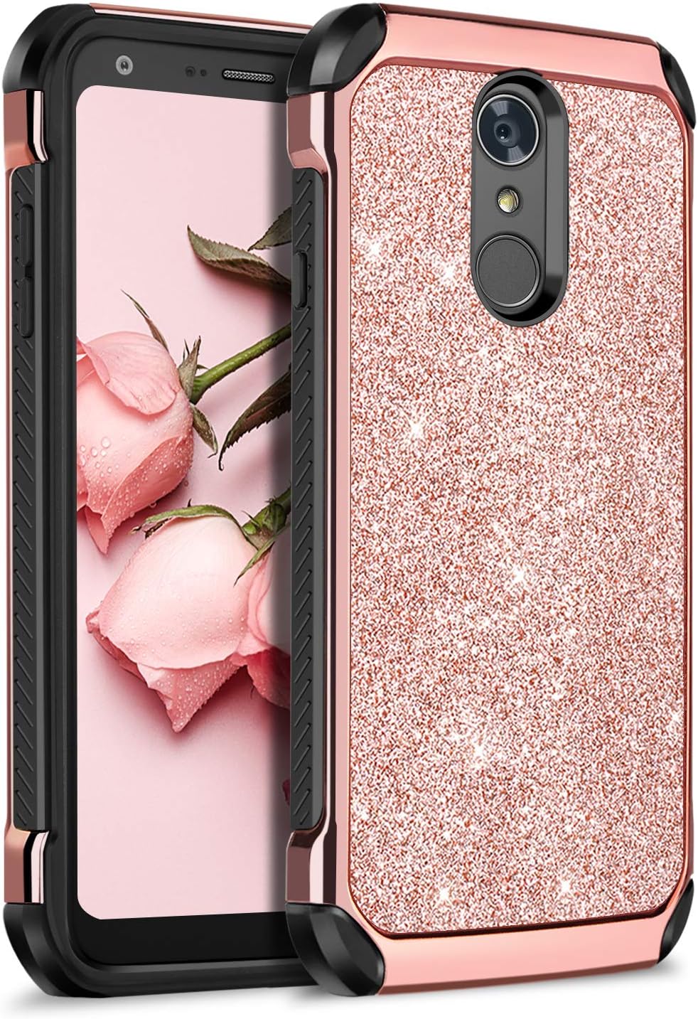 BENTOBEN Compatible with LG Q7 Case/LG Q7 Plus Case/LG Q7+ Case, Slim Hybrid Dual Layer Shockproof Hard PC Cover Soft TPU Bumper Heavy Duty Rugged Impact Resistant Protective Case, Rose Gold