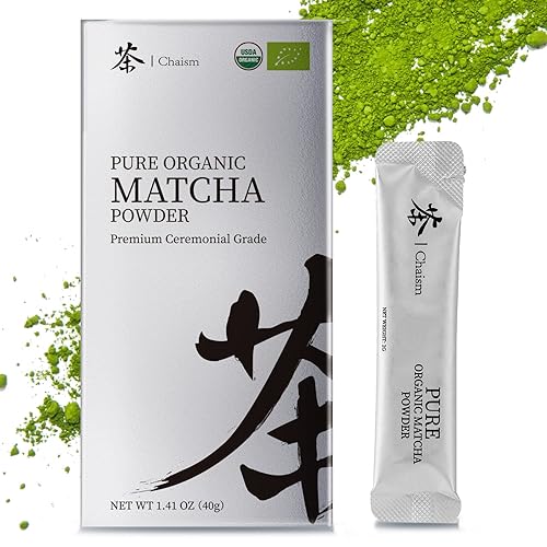 Chaism Té verde matcha de grado ceremonial en polvo primera cosecha premium vegana sin gluten 20 paquetes de barras para 20 porciones 141oz141 onzas