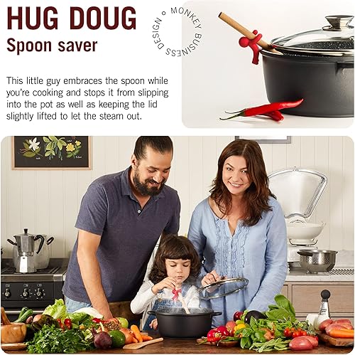 Miniatura 4 de Hug Doug Spoon Saver | Soporte para cuchara y elevador de tapa + lado de la tapa: elevador de tapa de olla | Soporte de tapa de olla que evita que