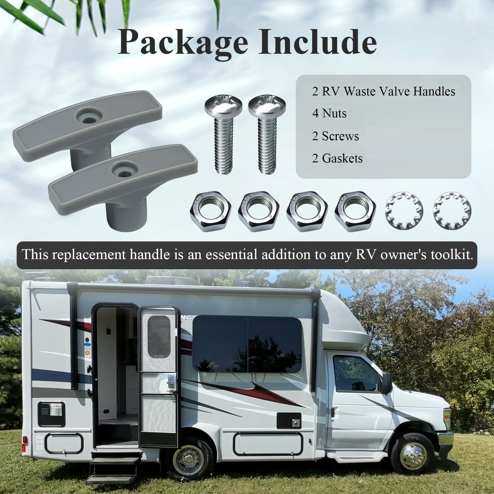 2 Pack Plastic Waste / Sewer Valve Handle Valterra - RV -  Camper - Motorhome - Foto 2