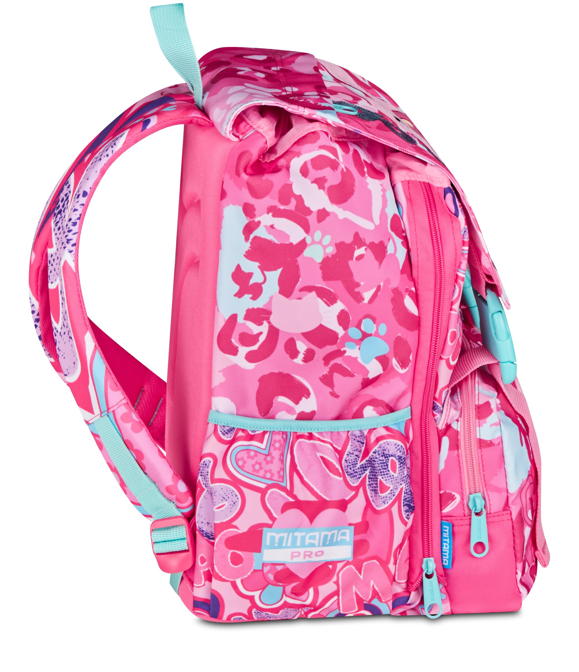 Mitama Zaino Estensibile 4 Zip, CUTIECAT, Rosa, Maxi Capienza, Tasca Porta Borraccia, Doppio Scomparto, Schienale Preformato, Bambina, Scuola Elementare