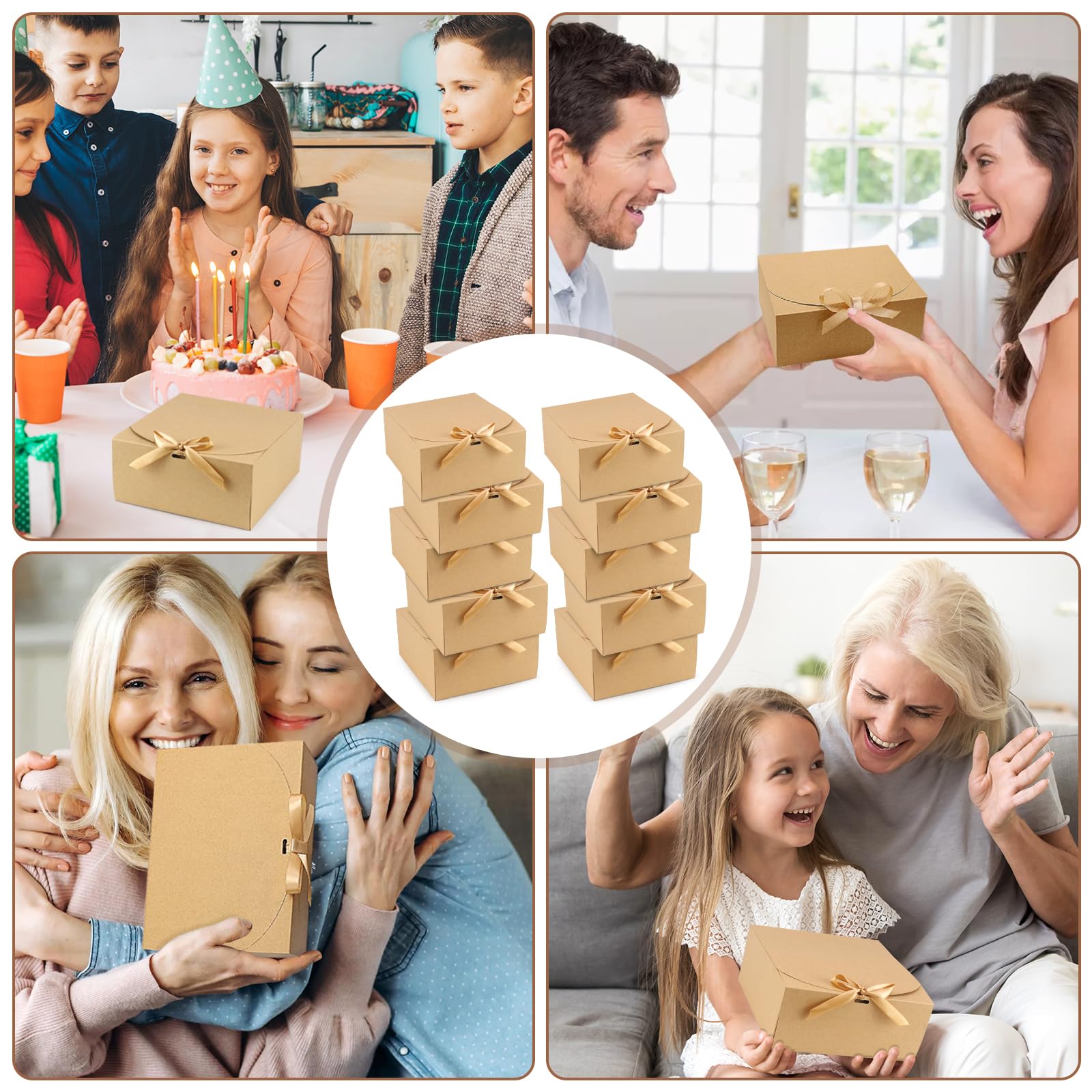 10 Boîtes Cadeaux Vides En Carton Kraft - 20x20x10 Cm - Blanche