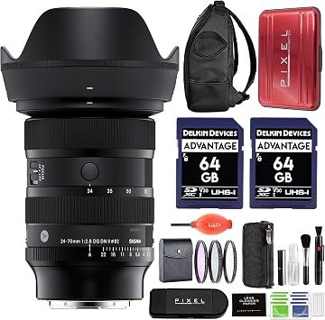 Sigma 24-70mm f/2.8 DG DN II Art Lens for Sony E Mount with Pixel Advanced Accessories & Travel Bundle | 57A965 | Extended | Sigma 24-70mm f/2.8 DG DN II Art