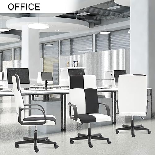 Miniatura 8 de Silla de oficina con brazo con ruedas, cómoda silla de escritorio de lino fino con tapetes de esponja transpirables, silla giratoria de alta altura