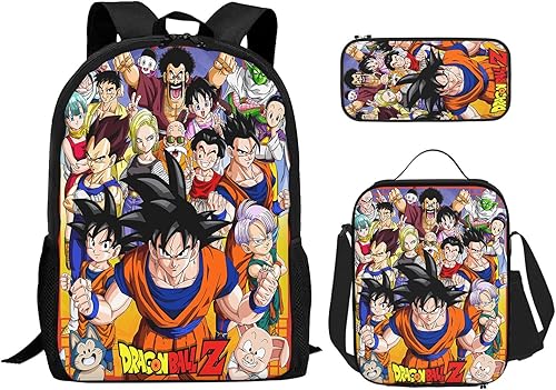 FRANTOFIT Juego de mochila Anime Ball Z, mochila casual, mochila casual con impresión 3D + bolsa de almuerzo, combinación-1