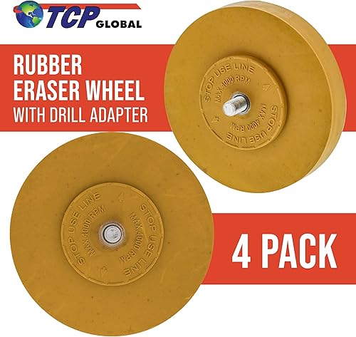 Miniatura 7 de TCP Global Rueda de goma con adaptador de taladro, rueda para quitar calcomanías, herramienta de eliminación de rayas, herramienta de eliminación