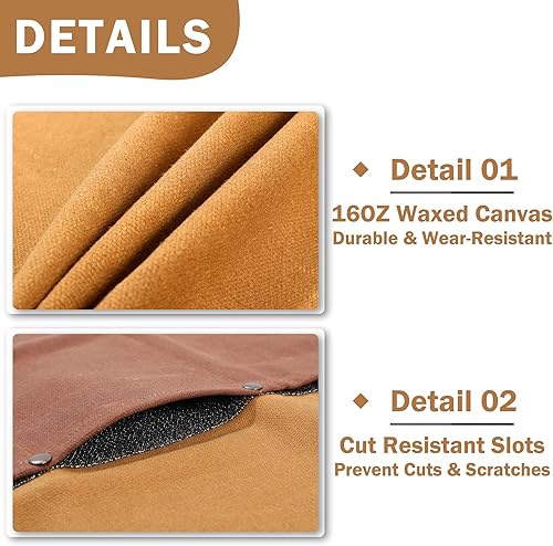 Miniatura 10 de Kaaltisy Rollo para cuchillos de chef, rollo de lona encerada de 16 onzas para cuchillos de cocina (camuflaje y negro)  Estuche para cuchillos con