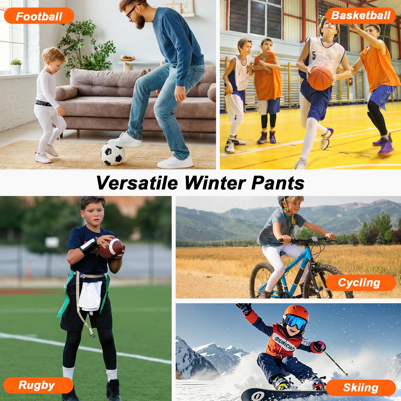 HYCOPROT Pantalones Térmica de Compresión para Niños Tights Leggings con Forro Polar Transpirable Niños Mallas Térmicos de Compresión de Secado Rápido Ropa Interior para Correr Fútbol y Baloncesto