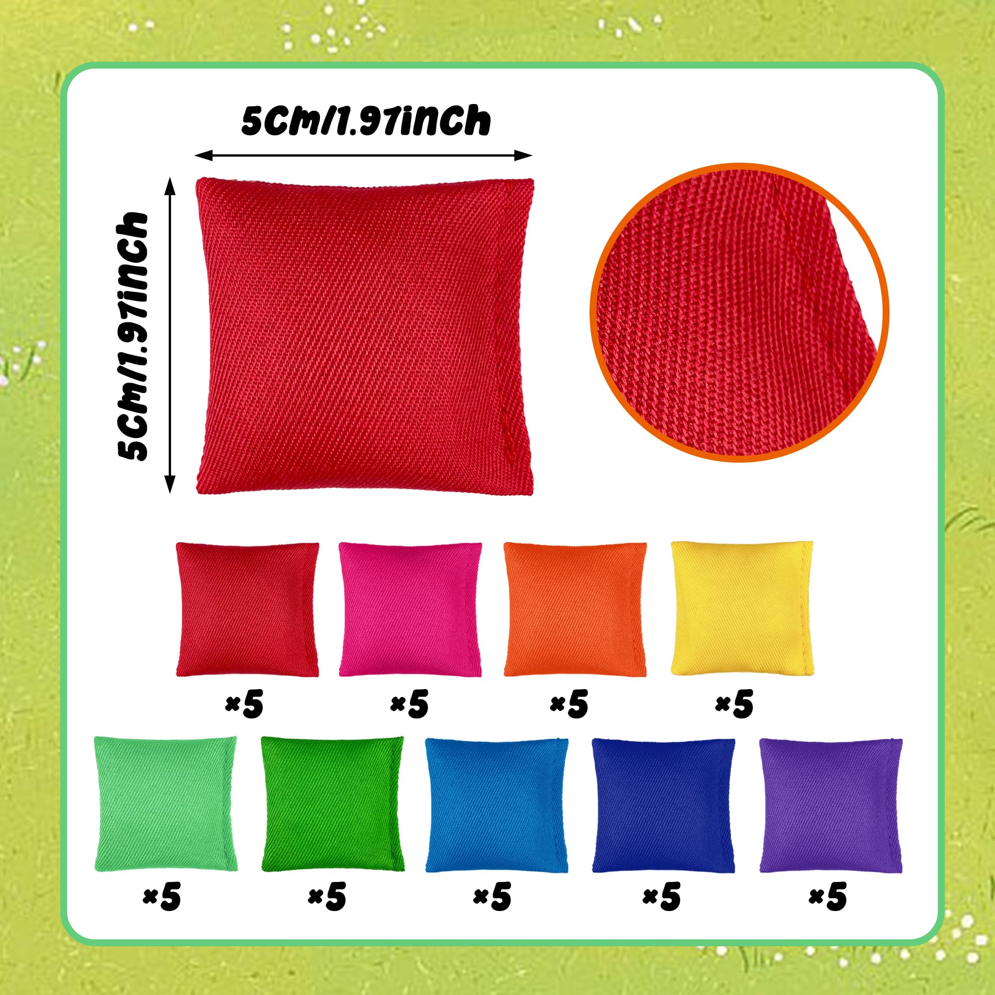 45 PCS Small Colorful Nylon Bean Bags Bulk Bean Bag Hand Toss for Sports Outdoor - Image 2