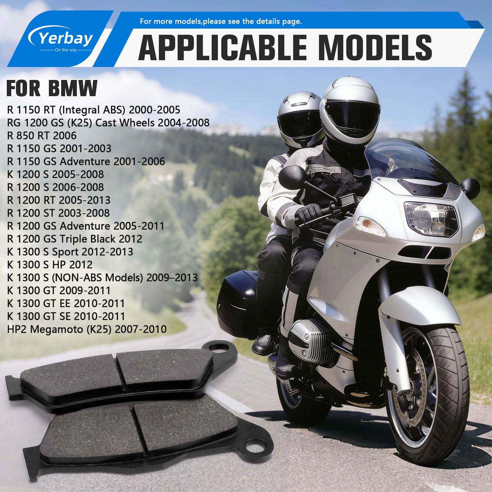 Pastiglie Freni Anteriore/Posteriore Kit per BMW R 1150 RT (Integral ABS) 2000-2005 / R1200S 2006-2008 / R1200 RT 2005-2013 / RG 1200 GS (K25) Cast Wheels 2004-2008