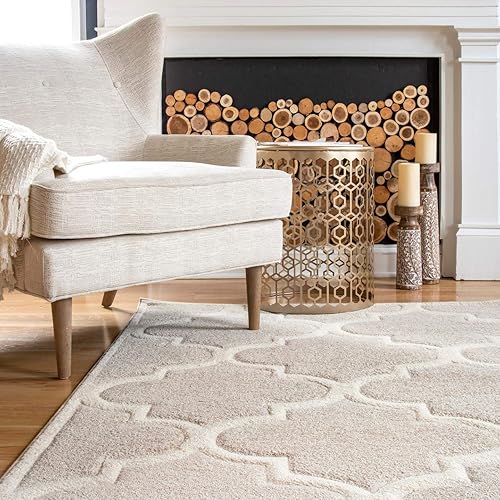 Miniatura 4 de nuLOOM Alfombra copetuda a mano Fez, 4x6, neutro