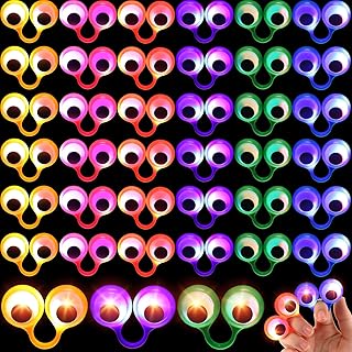 Light up Large Googly Eye Ring Finger Puppet Led Eyeball Finger Puppet Ring Eye Puppet Finger Toy for Kid Halloween Glow in The Dark Party Favor Boy Girl Classroom Exchange Prize(24 Pcs)