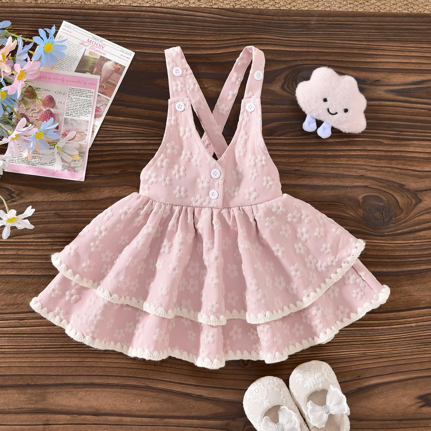 0-18 Months Baby Infant Girl Summer Suspender Doll Collar Skirt Outfits