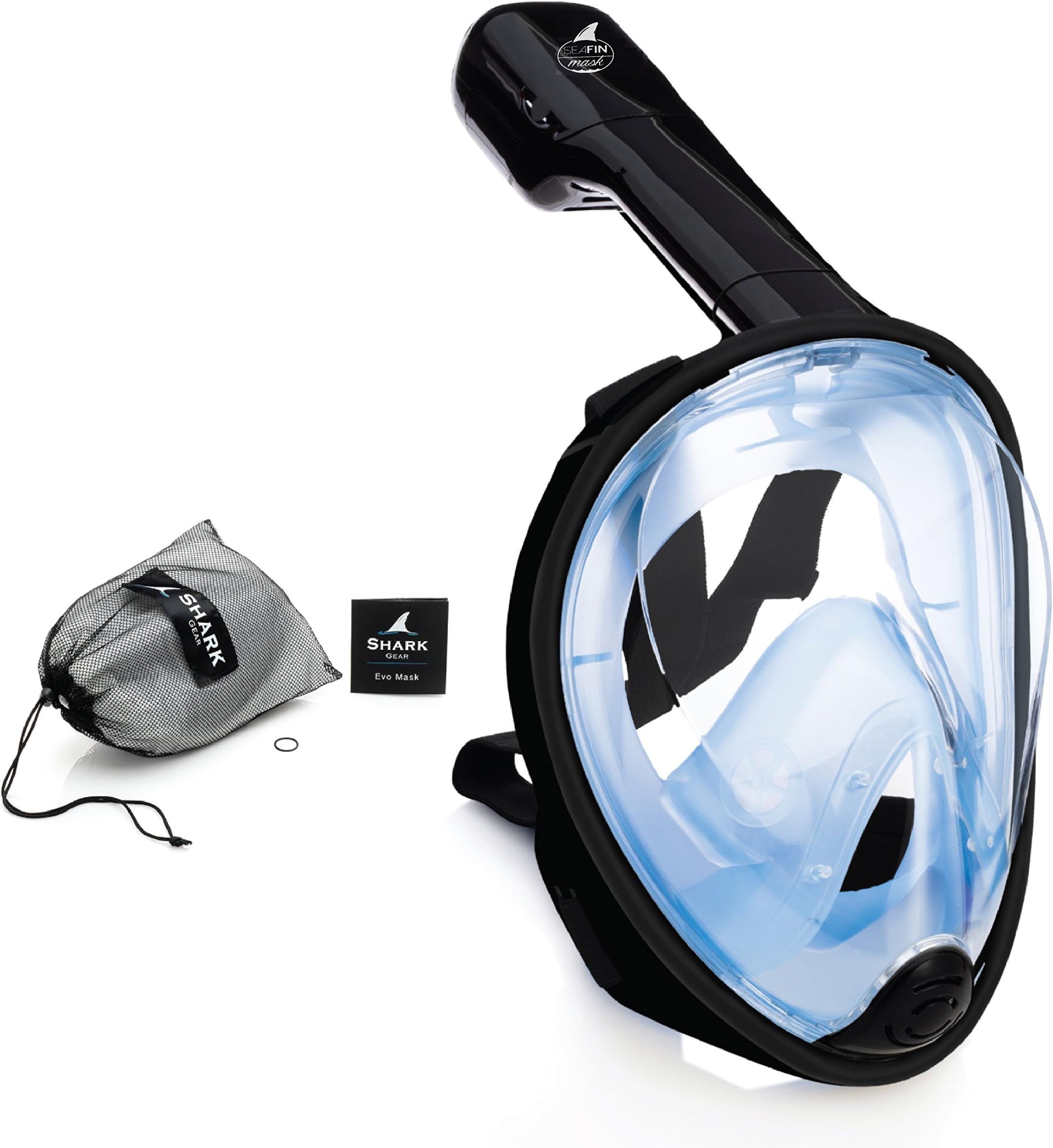 SeaFin Mask Full Face Snorkel Mask Technology. Tubeless Design. Anti-Fogging, Anti-Leaking. Adult and Youth Sizing. (S/M) (Black-Blue)