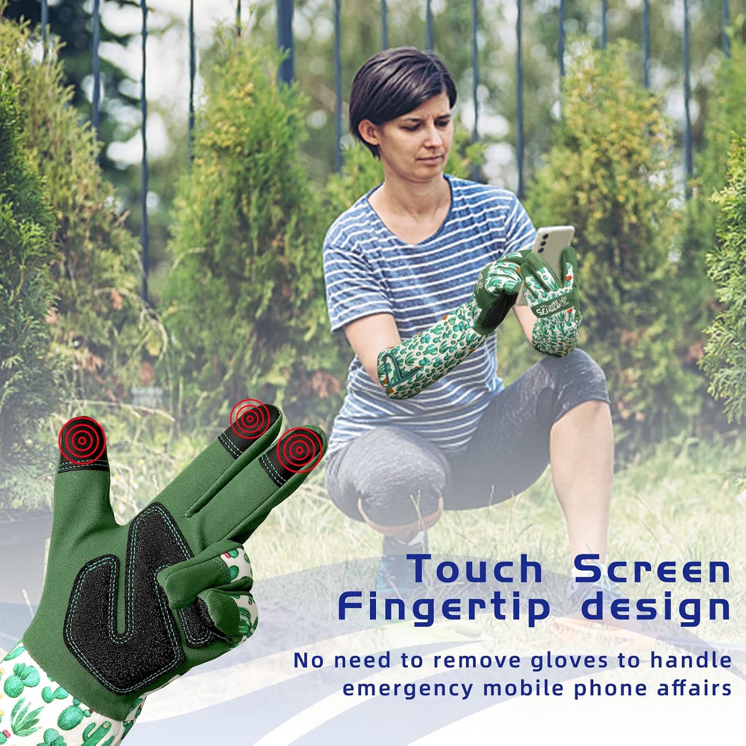 Schwer 1 Pair Gardening Gloves and 1 Pair ANSI A9 Cut Resistant Gloves-L Size, Black