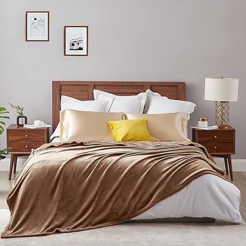 Vista 309 de Hansleep Manta de vellón tamaño individual, color verde azulado, suave y acogedora manta de franela mullida para cama, sofá, viajes, campamento