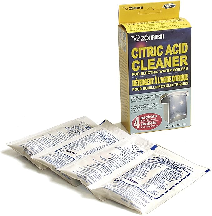 Zojirushi Citric Acid Cleaner for Electric Water Boilers, 4 Packets (1oz/30g each), White