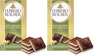 Premium Chocolate Bar, Milk Chocolate with Hazelnut & Macadamia Filling, Great for Gifting, ​3.1 oz (Pack of 2)