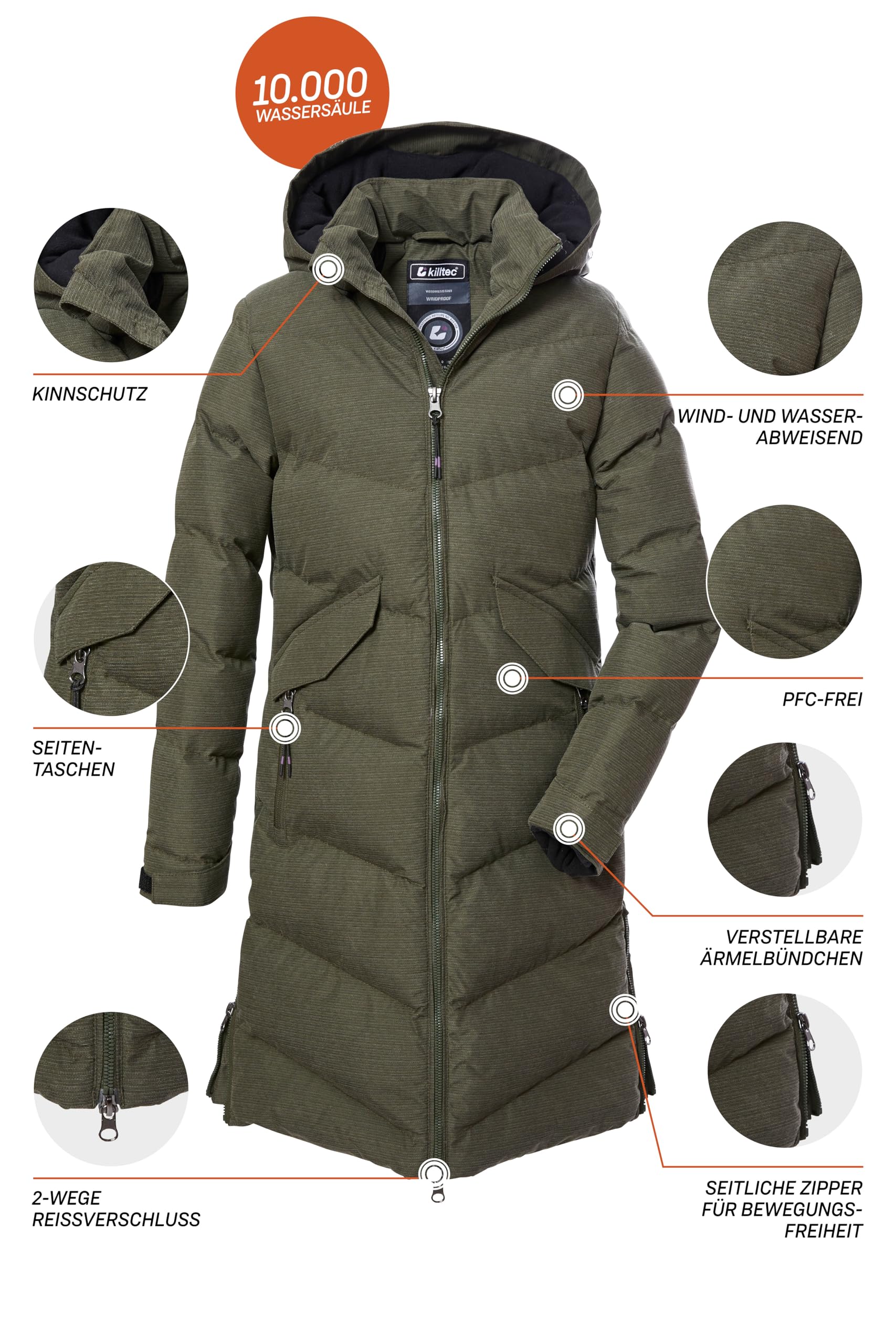 Killtec Kow 167 Grls Qltd Ct Abrigo acolchado con capucha/abrigo repelente al agua. Girl´s