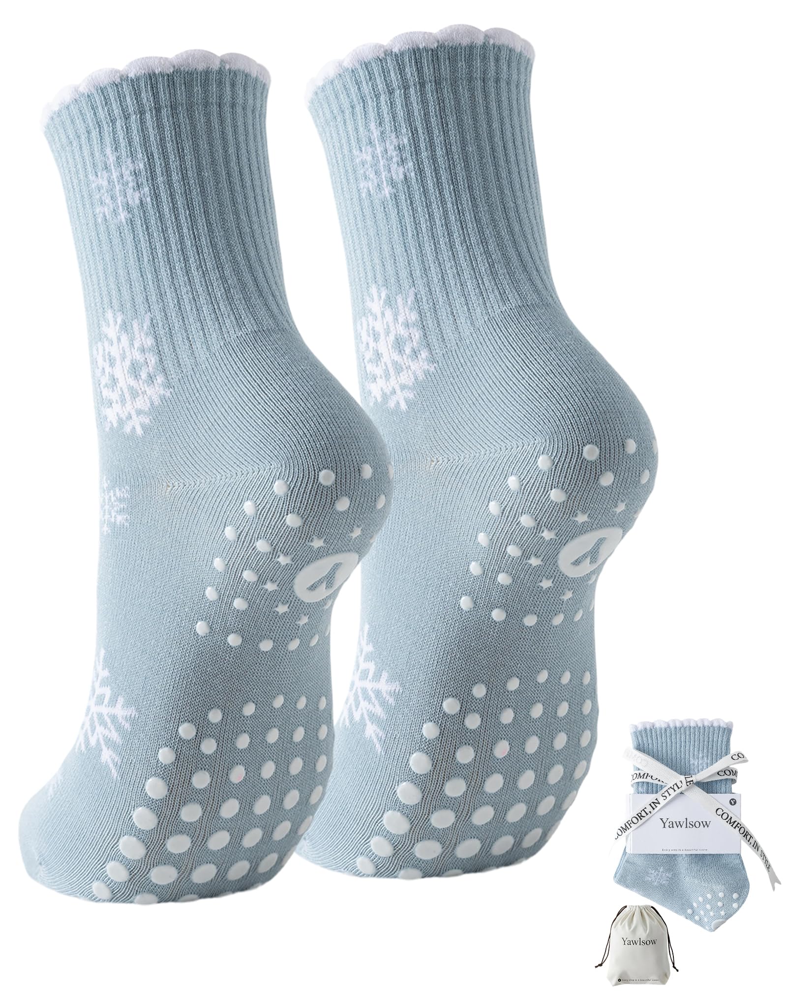 Yawlsow Damen Pilates Stoppersocken Süße Rutschfeste Grip Socken mit Noppen Antirutsch Socken für Yoga Reformer Ballett Barre Fitness Training Zuhause
