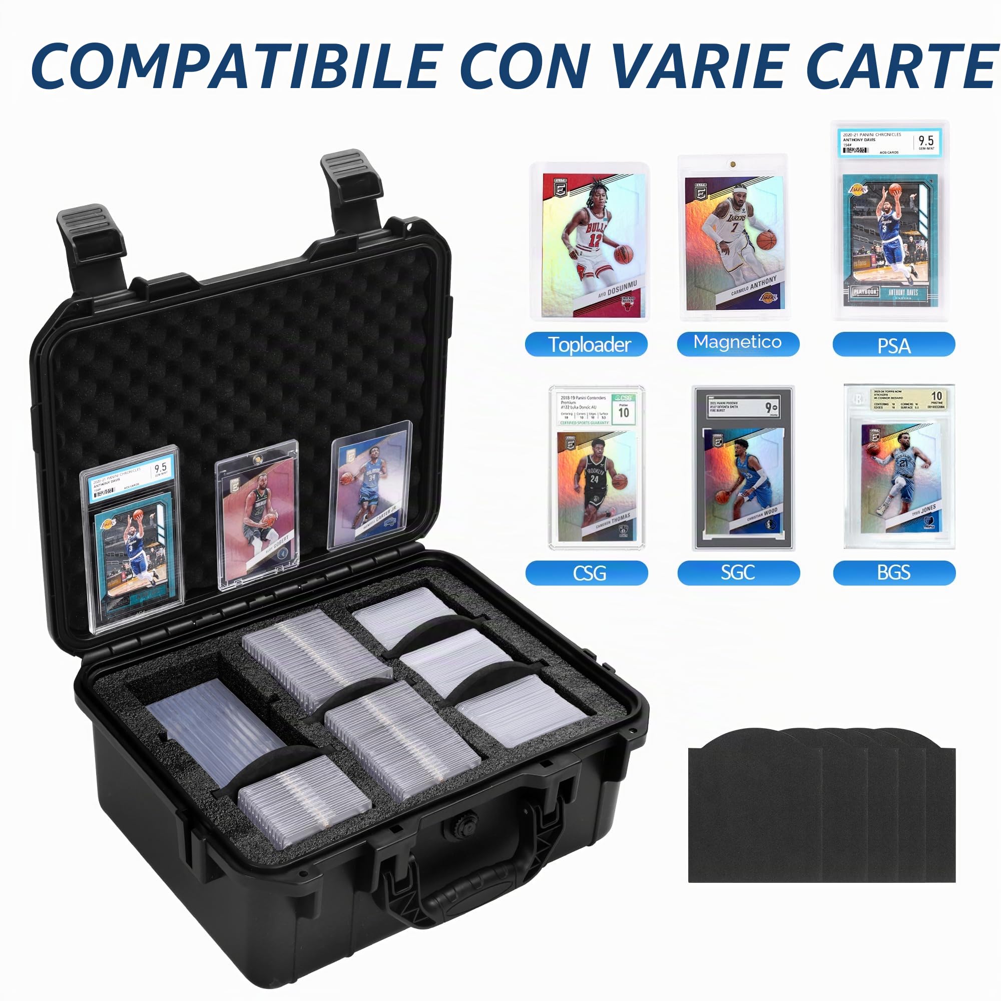 Top Loader Box Scatola Di Conservazione Per 3" X 4" 35PT Top Loaders Con Partizioni Rimovibili Compatibile Con Carte Gradinate E Non Protette