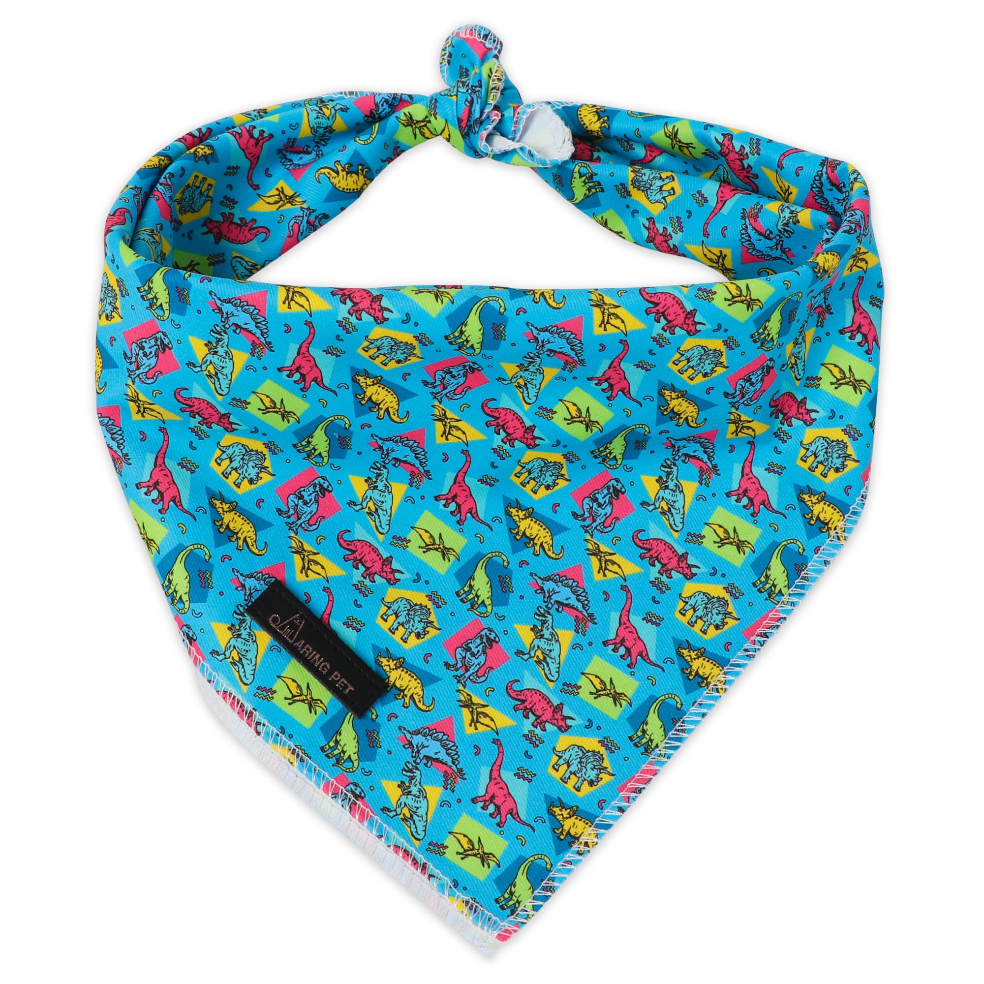 ARING PET Boy Dog Bandanas, Cute Blue Dinosaur Summer Pet Bandana Scarf Triangle Bib for Small Medium Large Male Dogs Cats, Puppy Kerchief for Daily Wear Outdoor Walks Travel Photoshoots-L