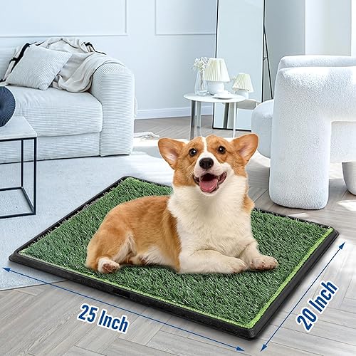 Miniatura 2 de Almohadilla de césped para perros con bandeja, paquete de 2 almohadillas reemplazables de césped artificial para entrenamiento de cachorros,