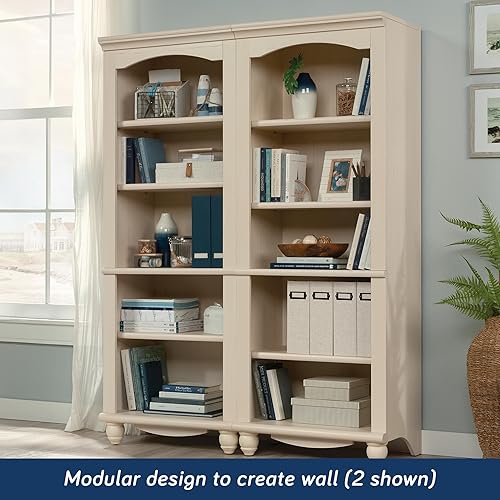 Miniatura 8 de Sauder Harbor View LibraryBook Shelf, L 27.21" x W 17.48" x H 72.24", Acabado blanco envejecido