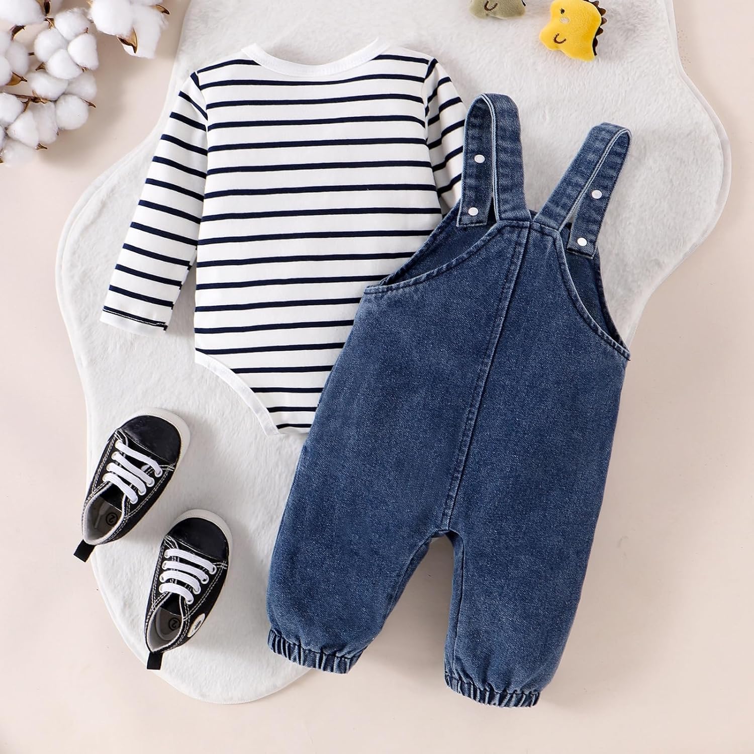 Baby Boy Clothes Newborn Long Sleeve Romper Cartoon Animal Jeans Suspender Overalls Jumpsuit Fall Outfits 0-18 Months - Image 3