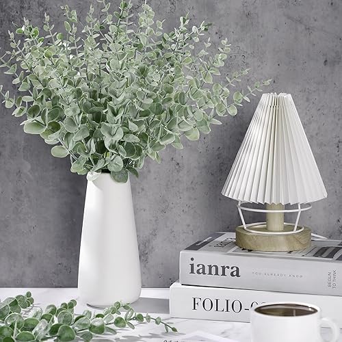 Miniatura 10 de Tallos de eucalipto, hojas de eucalipto artificiales, decoración de eucalipto, ramas de vegetación sintética para centros de mesa de boda, ramo de