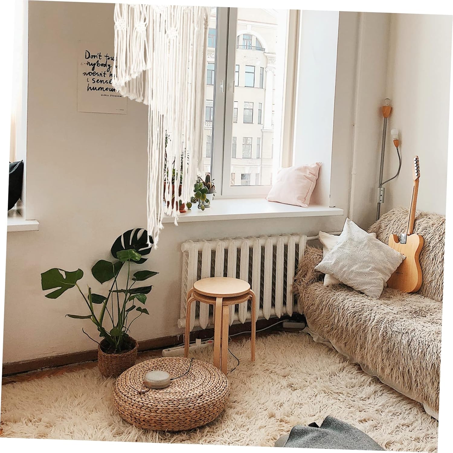 Hand Woven Ceiling Lamp Shade Decorative Bohemian Light Cover for Living Room and Bedroom Easy to Install Single Unit