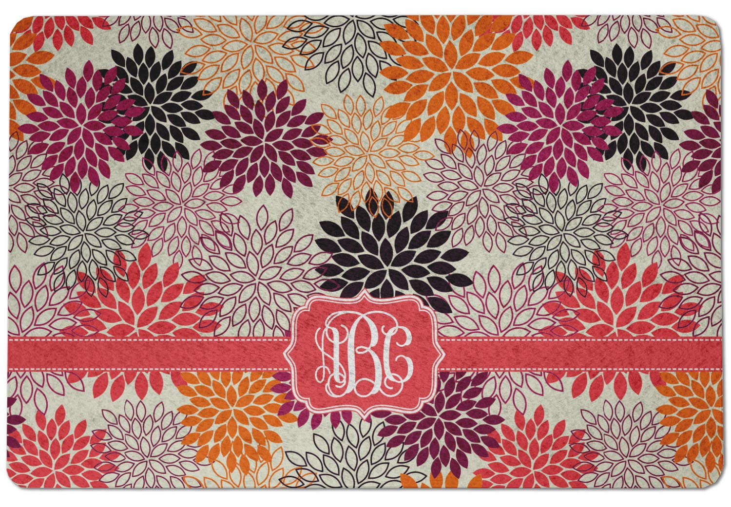 YouCustomizeIt Personalized Mums Flower Dog Food Mat - Small w/Monogram