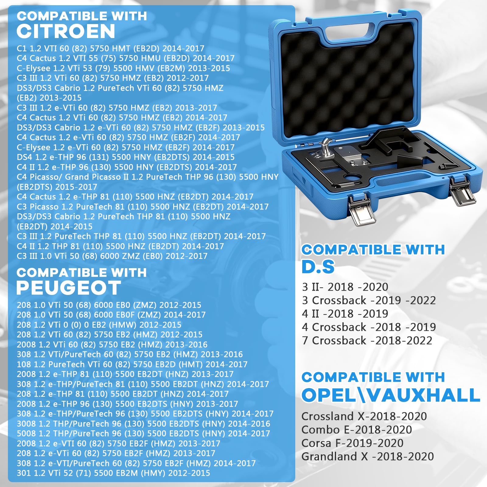 Strumento Regolazione del Motore Automobilistico compatibile con Citroen Peugeot Opel 1.2 GDI PureTech, 7 Pezzi Set Distribuzione del Motore Timing Tool Kit, Albero A Camme Del Motore Strumento (A)