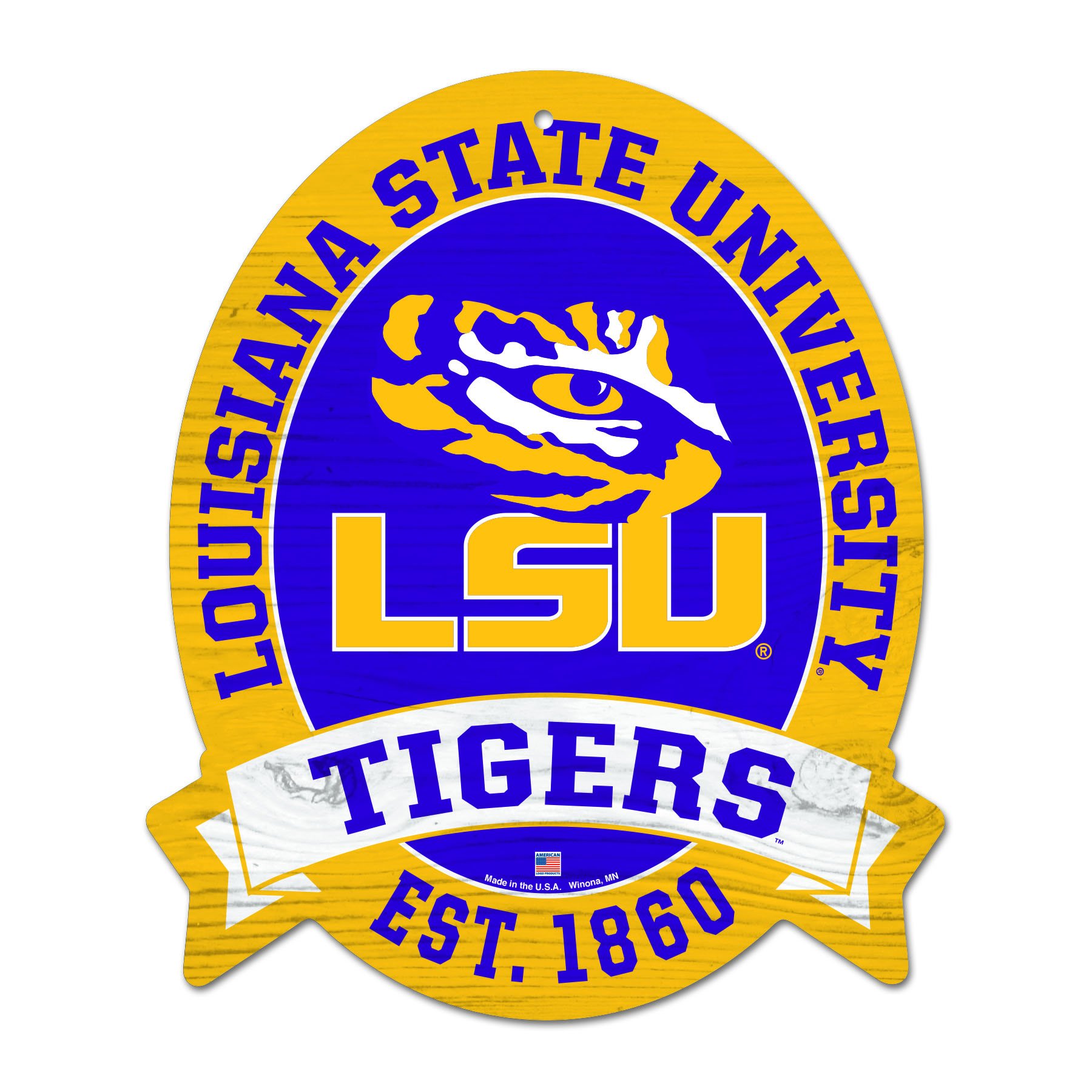 FGCSports 11X13 LSU Louisiana State University Tigers Wood Street Sign