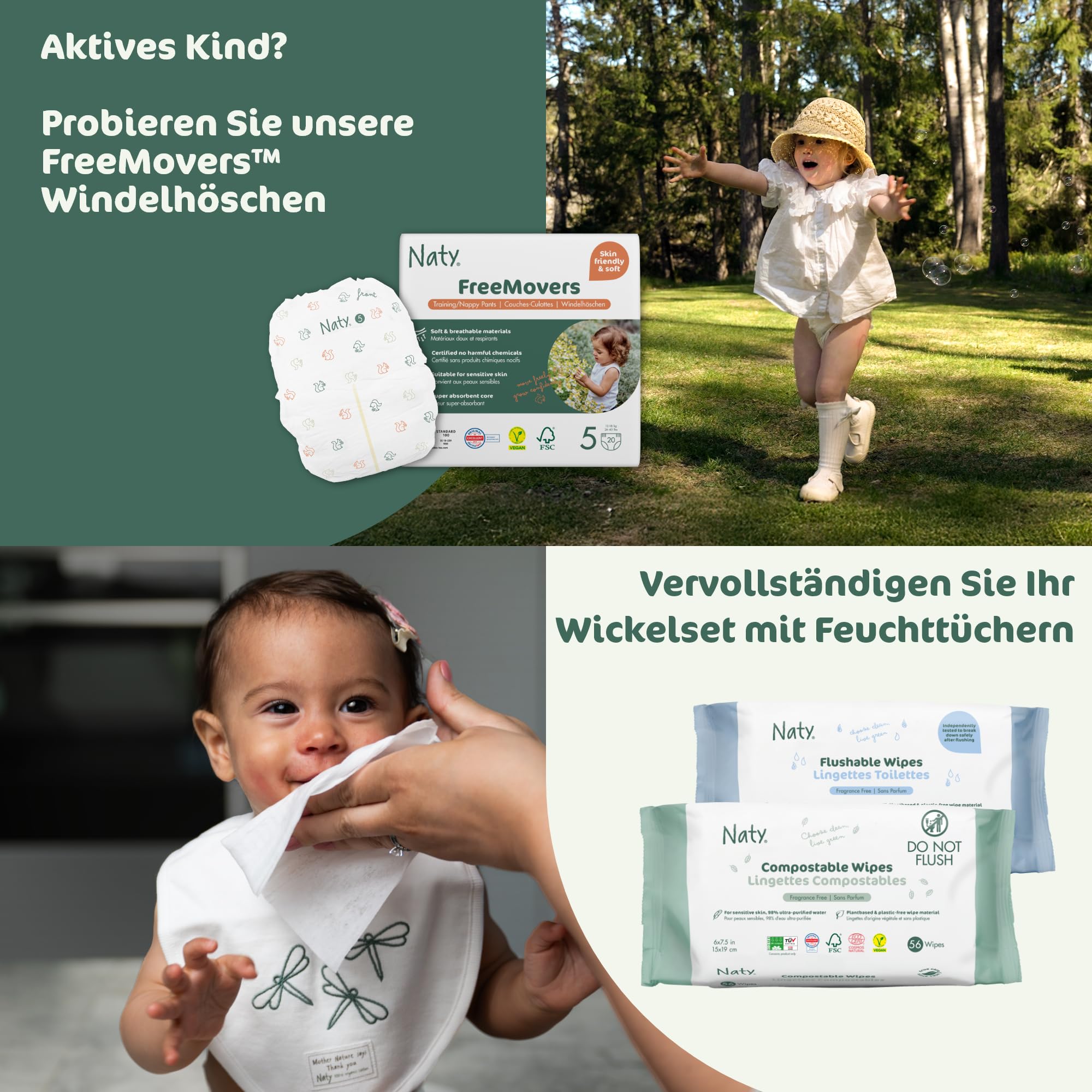Naty BioEmbrace Baby Windeln Größe 4 (7–18 kg) 88 Stück Hypoallergen Saugstark Auslaufschutz