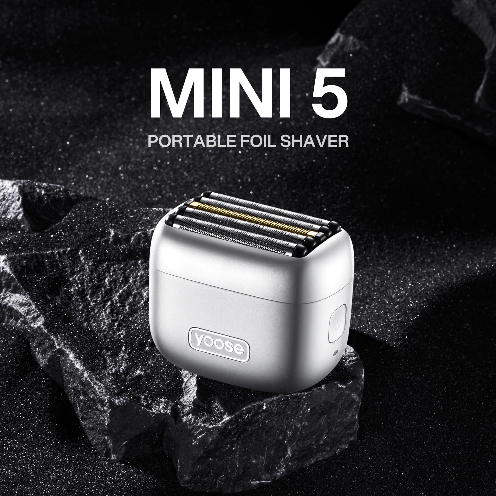 yoose mini Rasierer Herren elettrico, IPX7 impermeabile e ricaricabile via USB-C, mini rasierer con sistema magnetico a 5 lame flessibili, rasoio a lamina argento