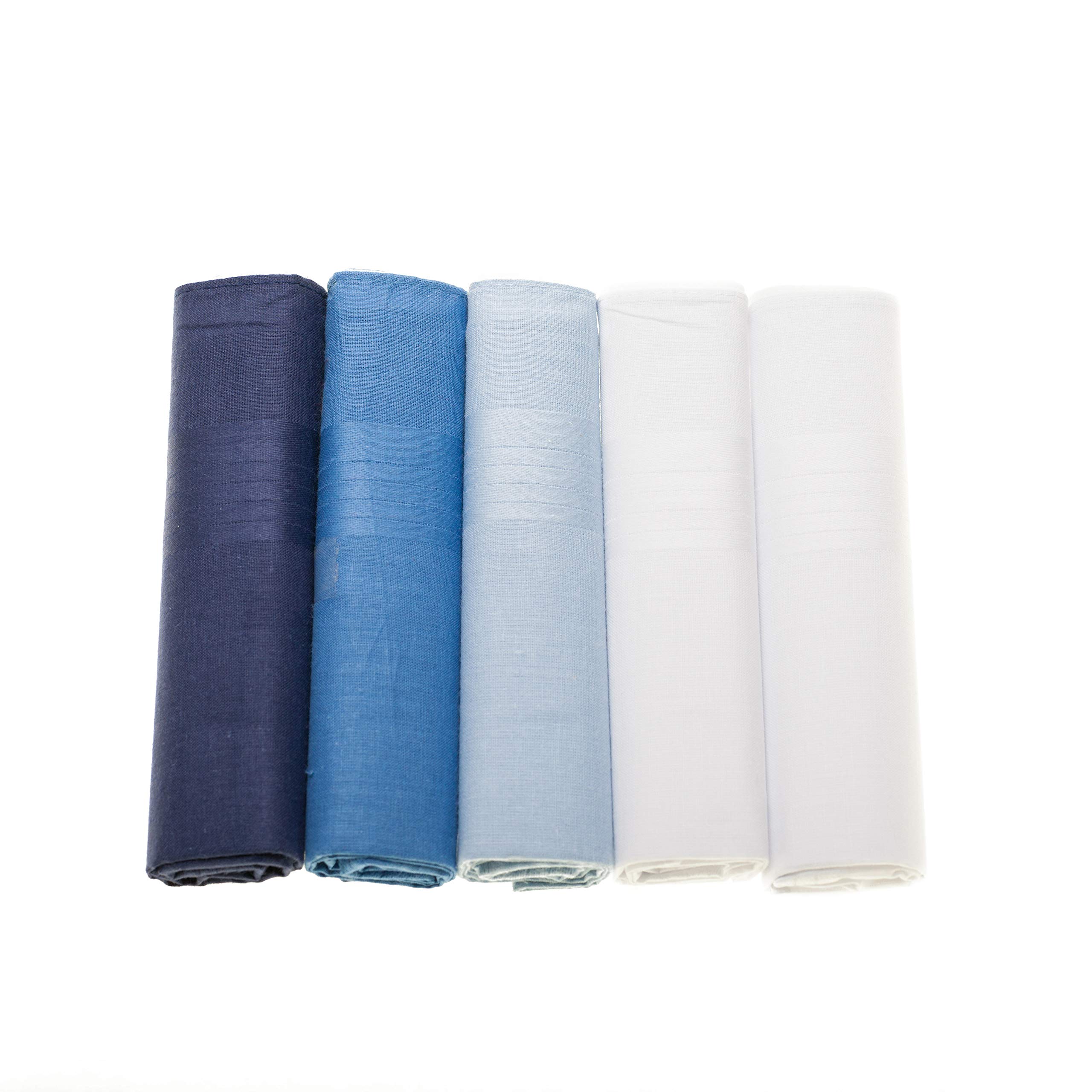 Surf the Shop 100% COTTON HANDKERCHIEFS HANKIES HANKYS MENS Quality Gift 3/4/5/6/7 Boxed NEW (5, Shades of Blue)