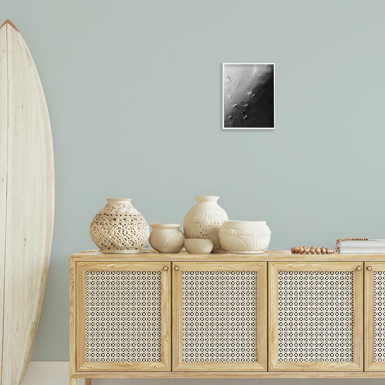 Stupell Industries Aerial Paddling Surfboards Framed Giclee Art Design by Daphne Polselli